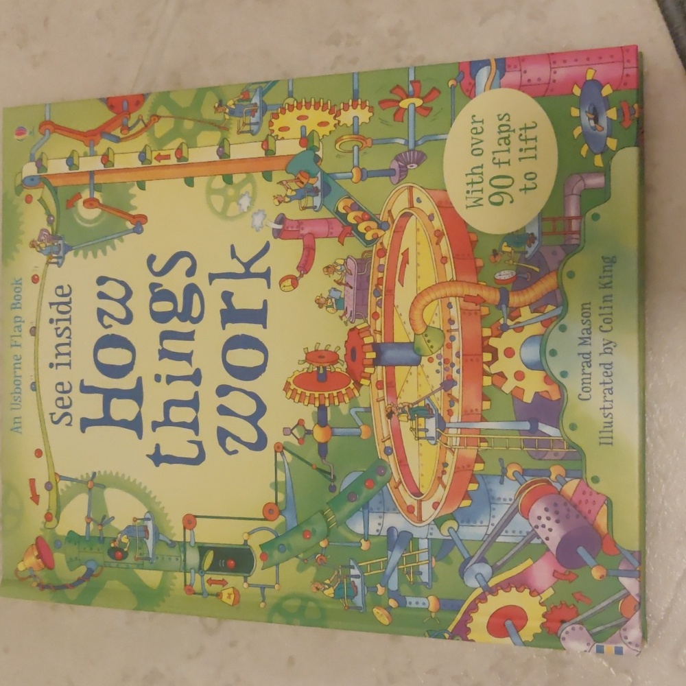 See inside flap Usborne book how things work